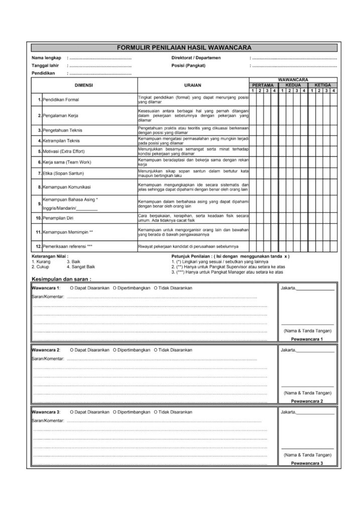 10 Contoh Template Interview User Word & Excel [+Gratis Download]