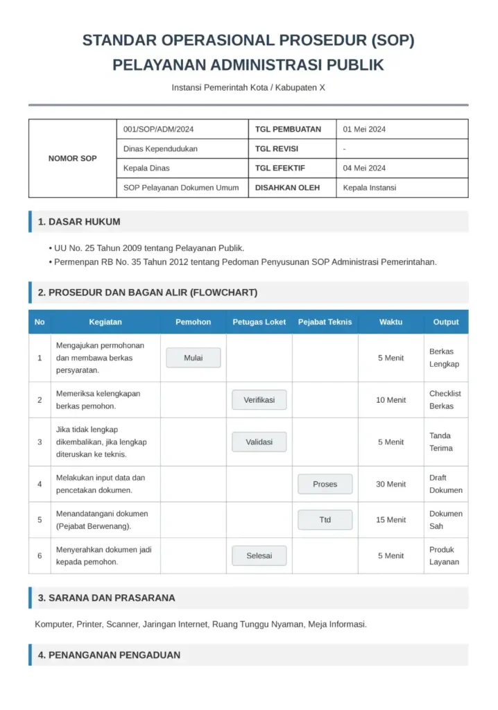 Contoh SOP Pelayanan PDF