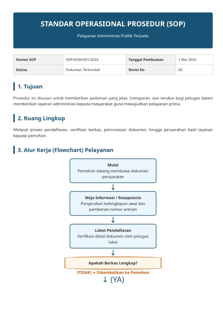 Contoh SOP Pelayanan Publik