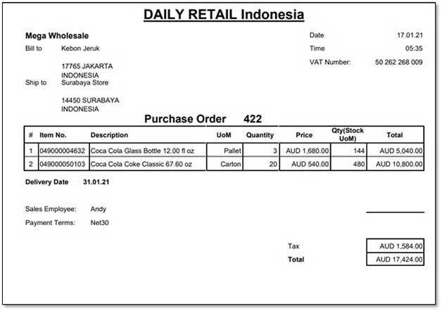 Contoh Purchase OrderRetail