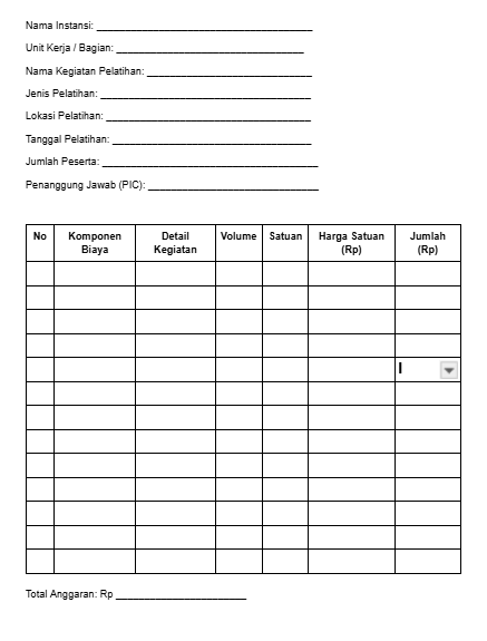 Template Biaya Training Karyawan PDF