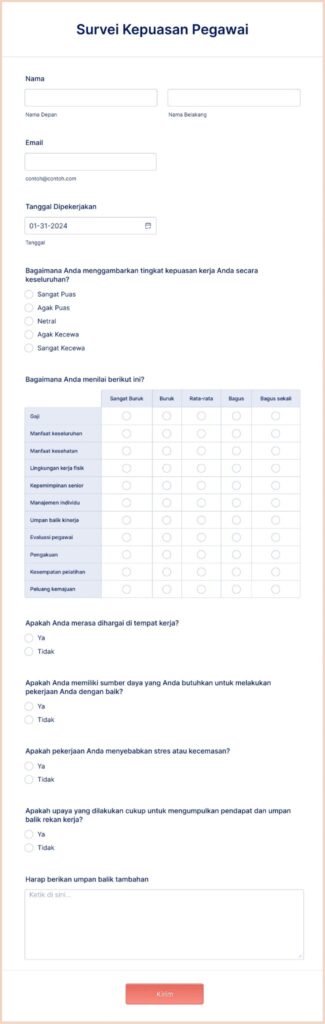 Contoh Form Survey Kepuasan Karyawan Online
