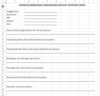 Contoh Form Exit Interview Excel