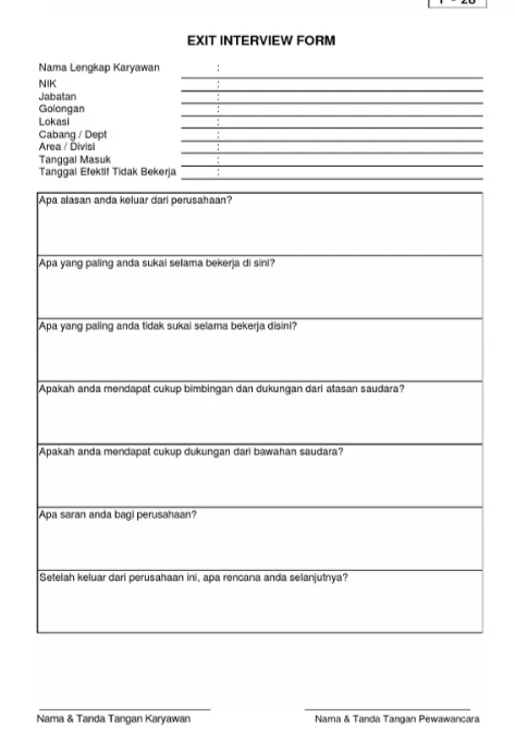 Contoh Form Exit Interview PDF