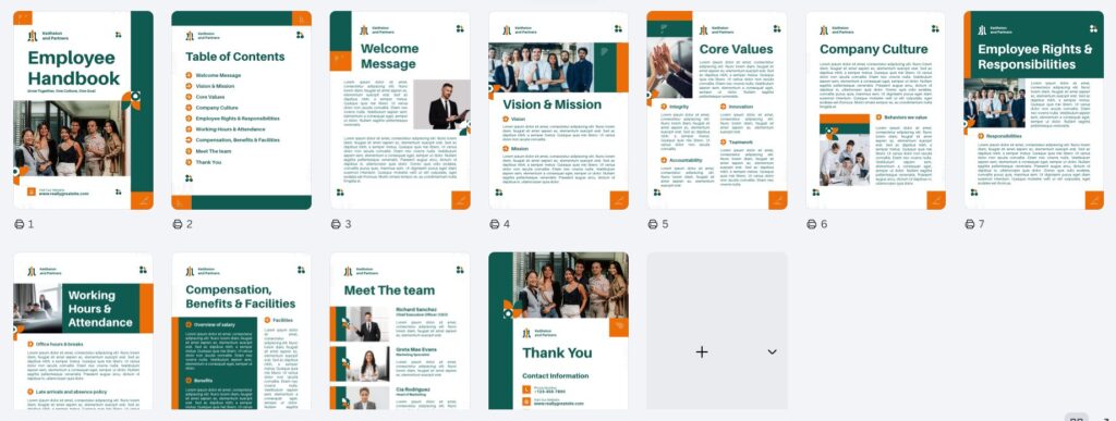Template Employee Handbook HR Policy