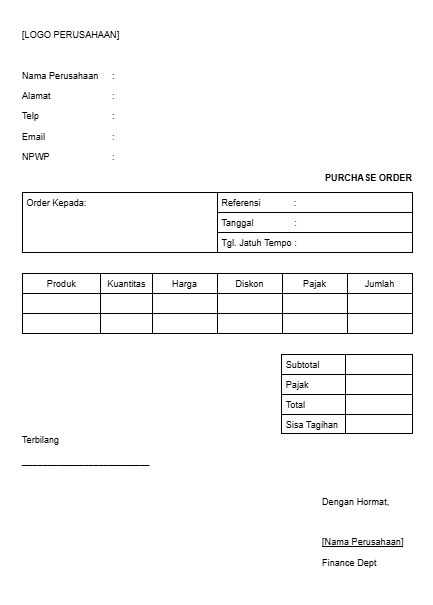 Contoh Purchase OrderWord