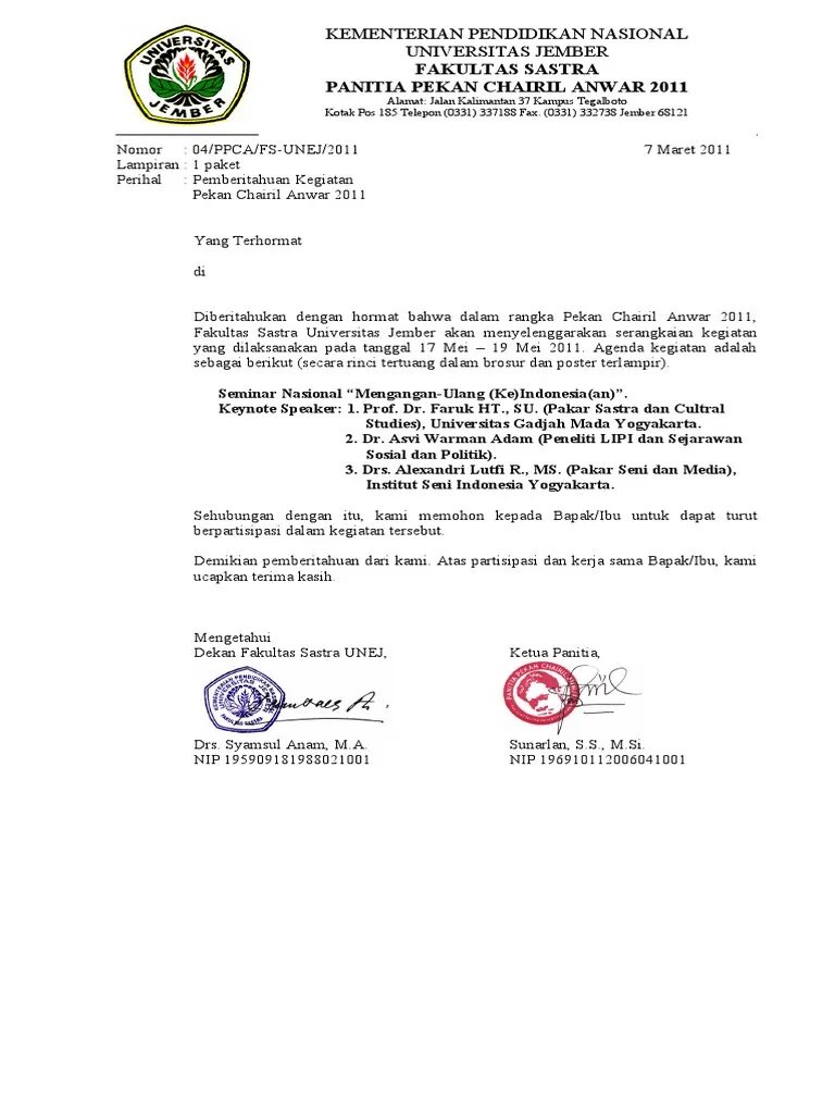 Contoh Surat Pemberitahuan Kegiatan