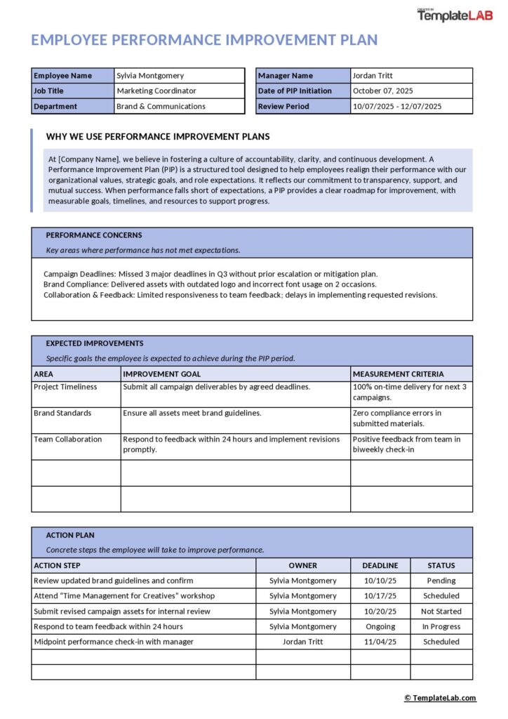 Contoh Template PIP Performance Karyawan