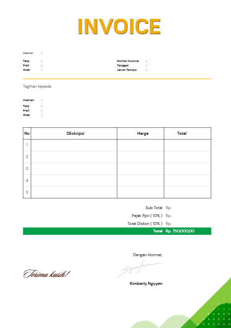 Contoh Invoice Hotel PDF