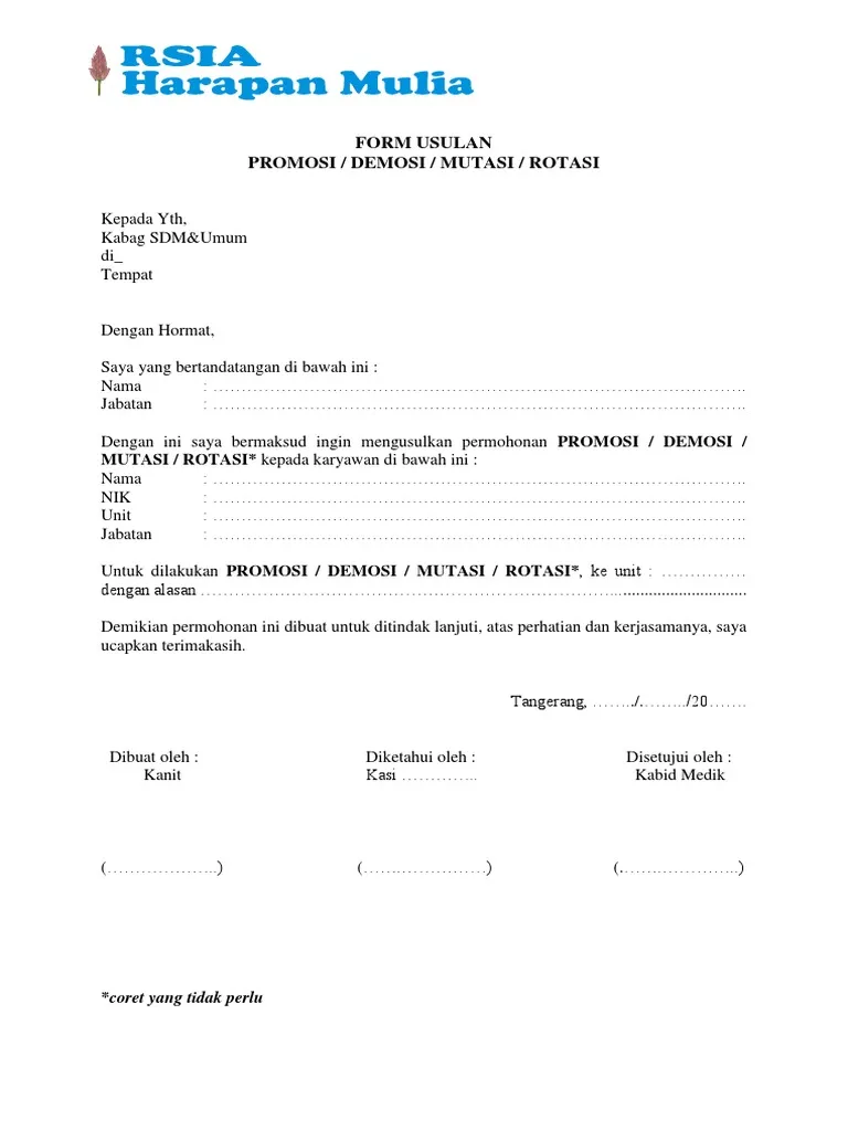 Contoh Format Surat Demosi Sederhana | Sumber: Scribd