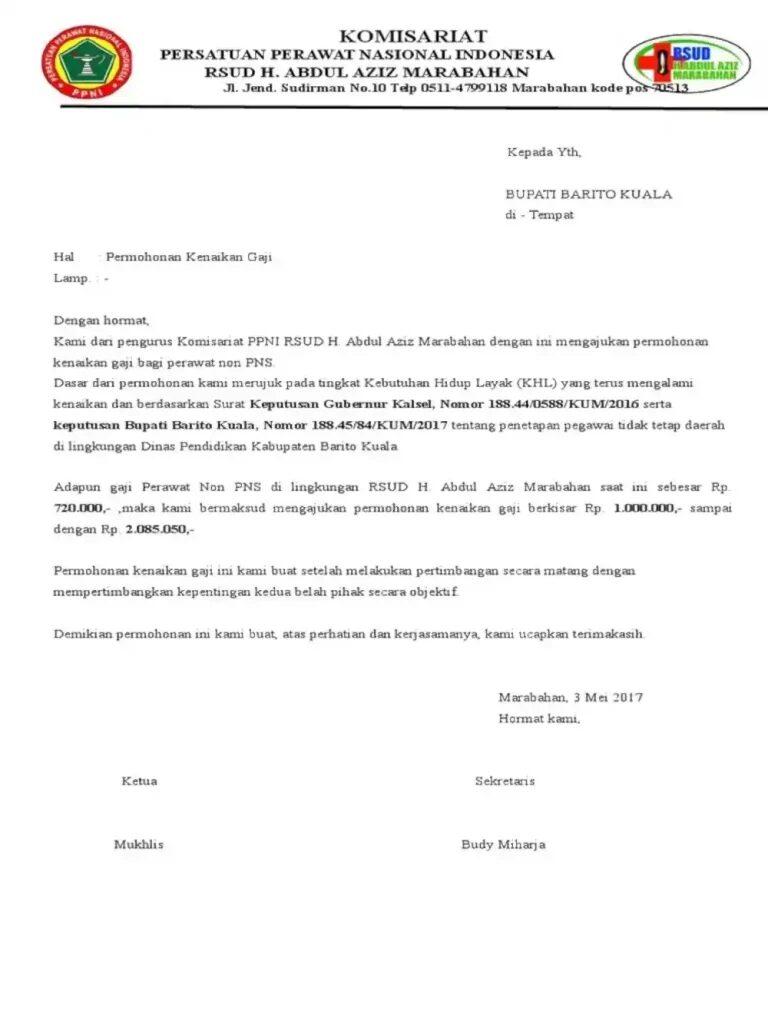 Contoh Surat Permohonan Kenaikan Gaji Seluruh Karyawan 