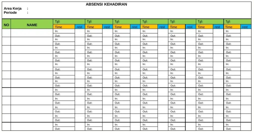 Contoh Daftar Hadir Lembur Bulanan