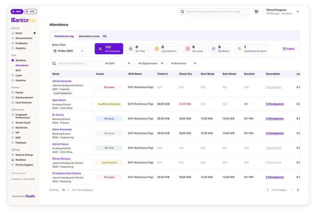 Attendance management KantorKu HRIS