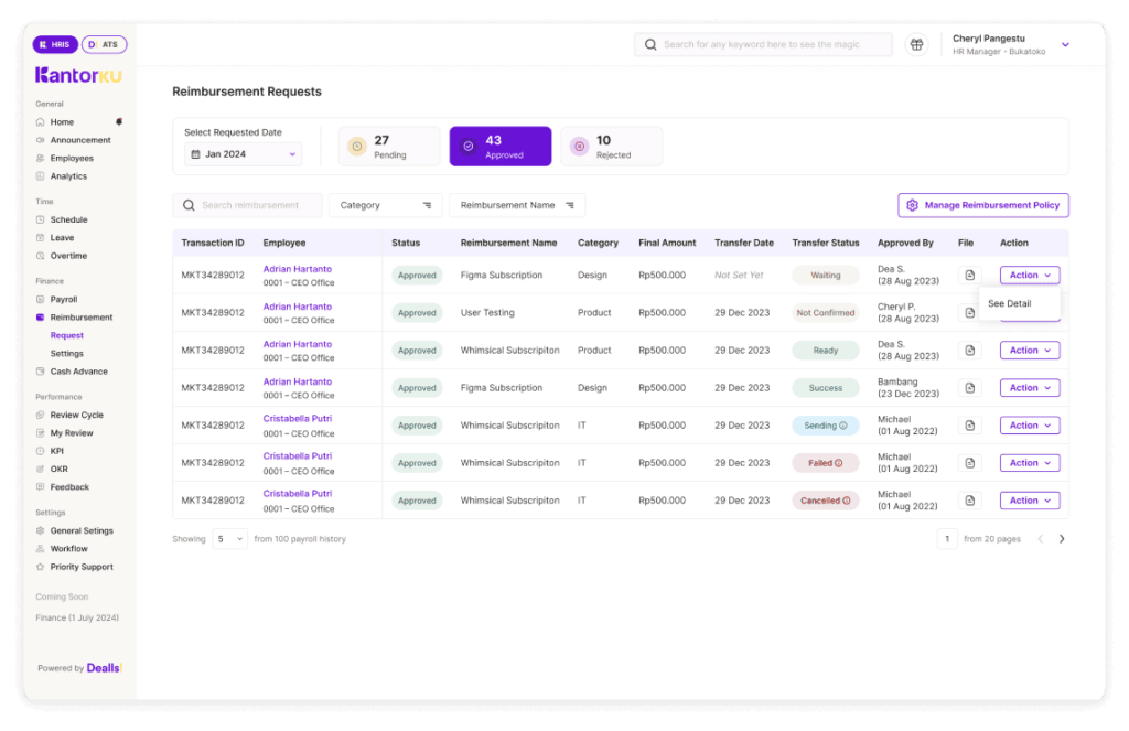 Reimbursement & Expense Management KantorKu HRIS
