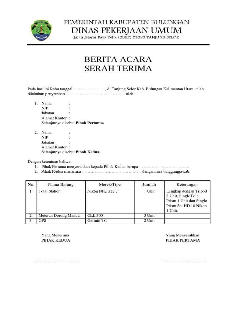 Contoh Tanda Terima Dokumen Barang
