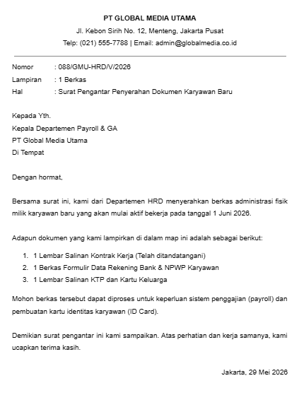 Contoh Surat Pengantar Word