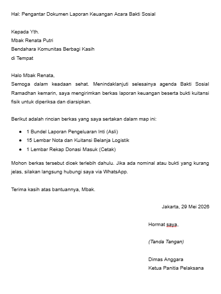 Contoh Surat Pengantar Tidak Resmi