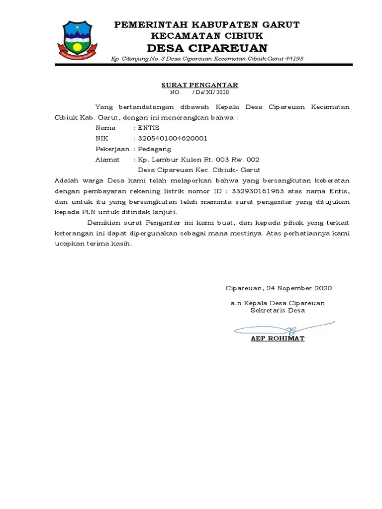 Contoh Surat Pengantar Resmi