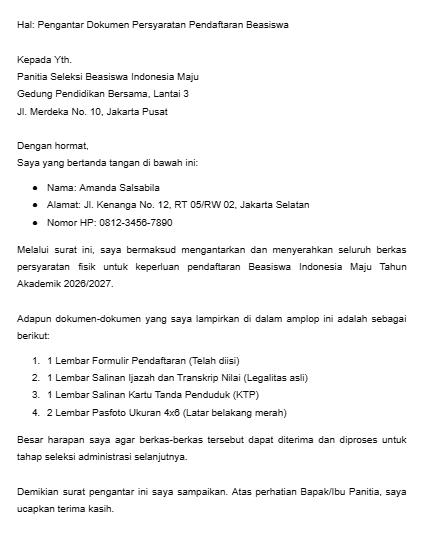 Contoh Surat Pengantar Pribadi