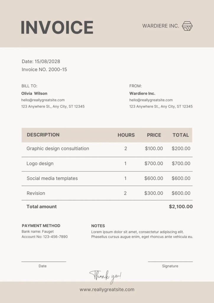 Contoh Invoice Digital Marketing / Agency