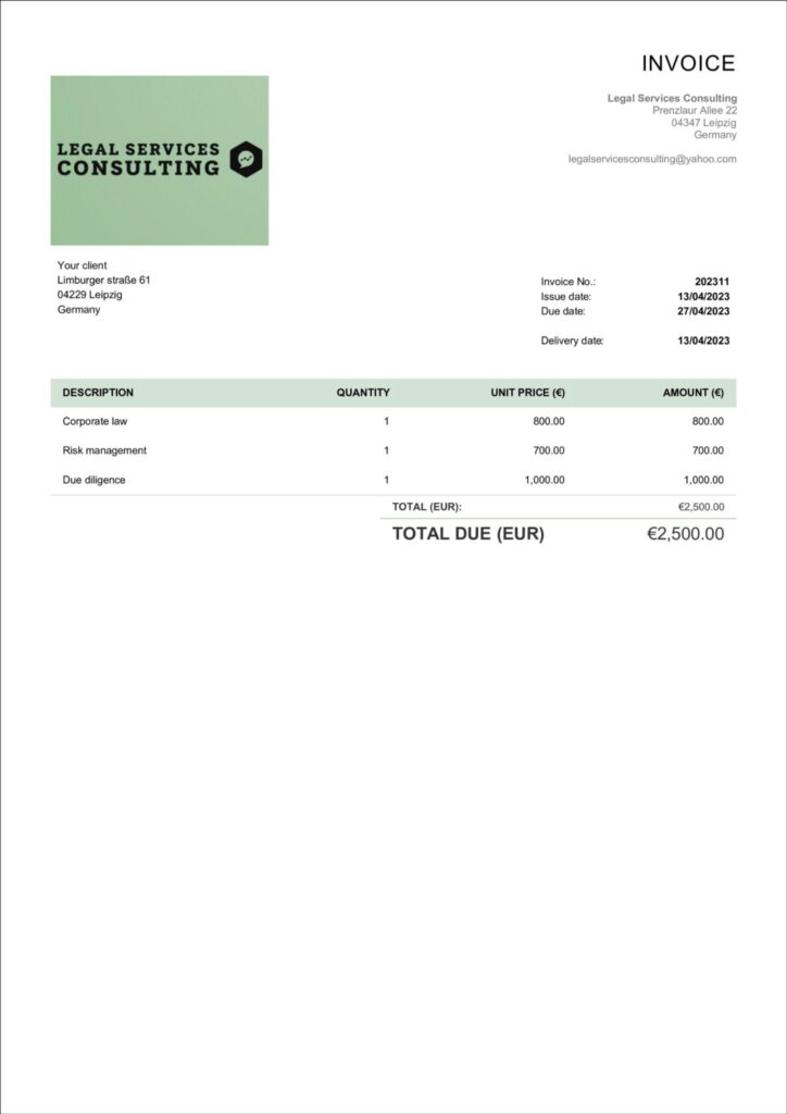 Contoh Invoice Konsultan (Consulting Invoice)
