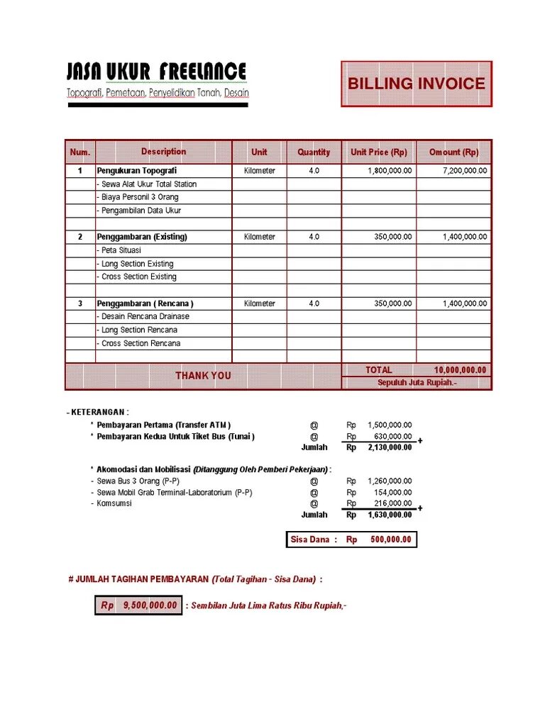 Contoh Invoice Tagihan Proyek Bangunan