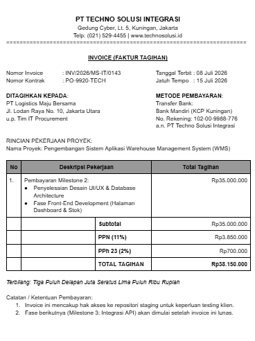 Contoh Invoice Tagihan Proyek Word