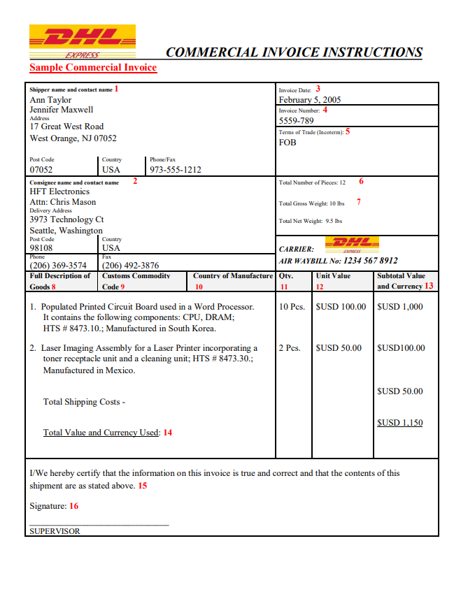 Contoh Commercial Invoice Ekspor