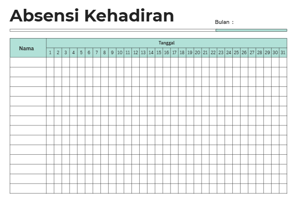 Contoh Absensi Kehadiran PDF