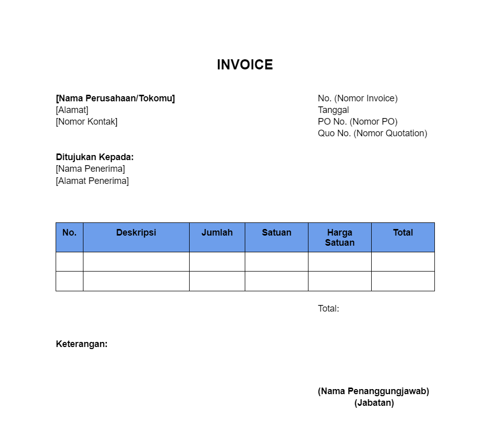 Contoh Invoice Pembelian Sederhana