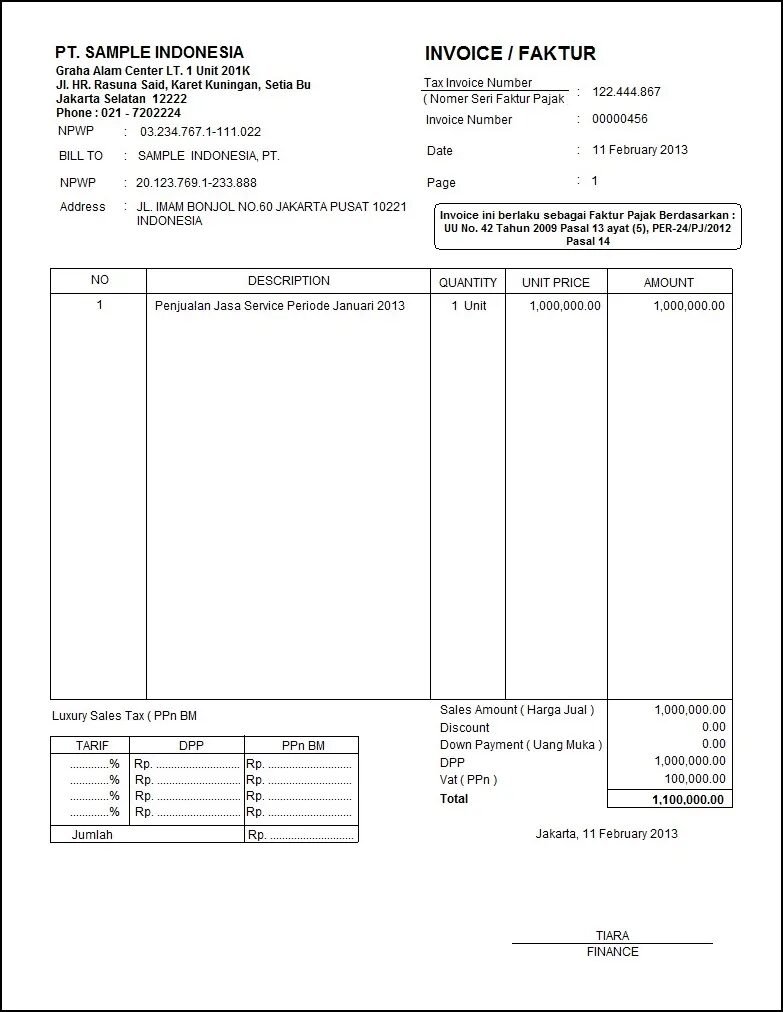 Contoh Invoice Pembelian PDF