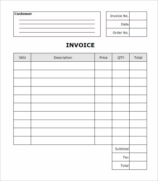 Contoh Invoice Pembelian Kosong