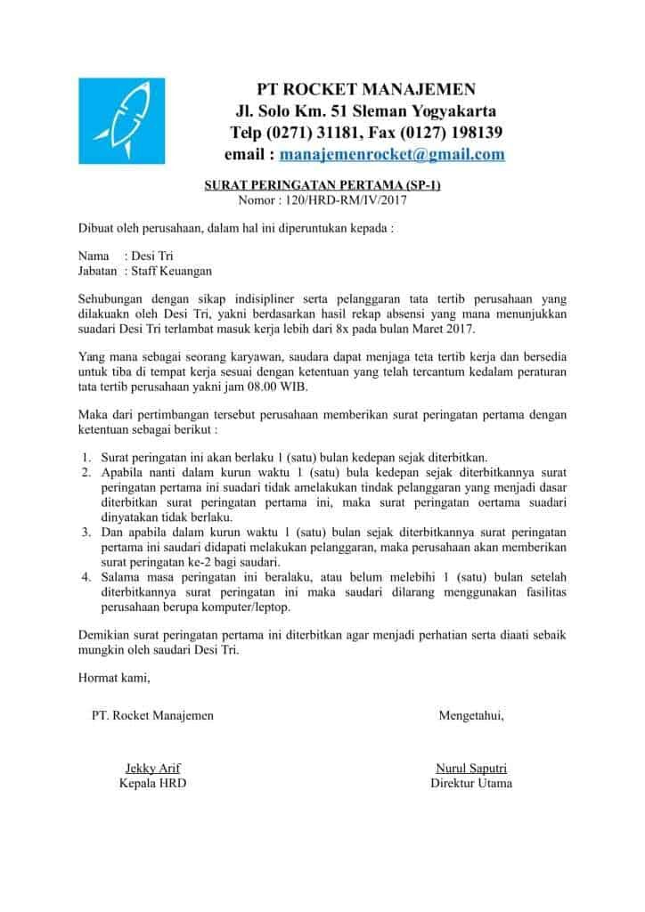 Contoh Surat Peringatan 1 Online