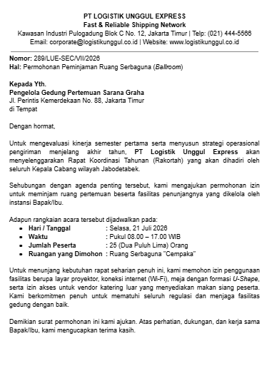 Contoh Surat Pinjam Tempat PDF