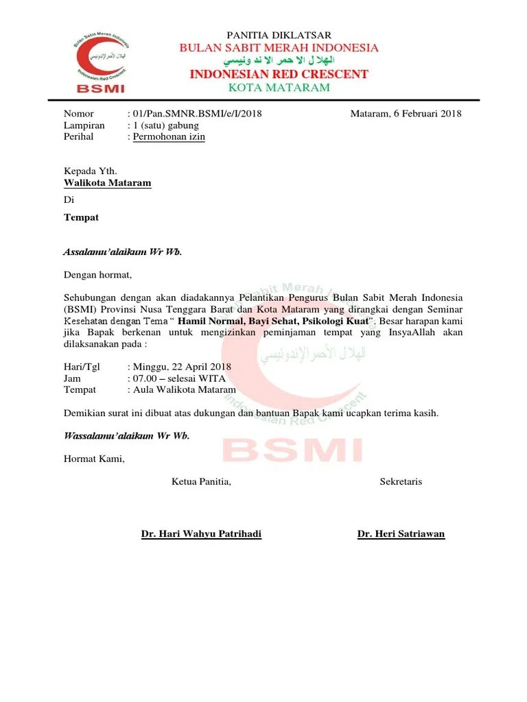 Contoh Surat Pinjam Tempat untuk Seminar