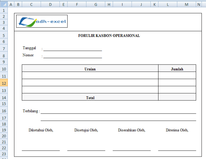 Contoh Form Pinjaman Karyawan Excel
