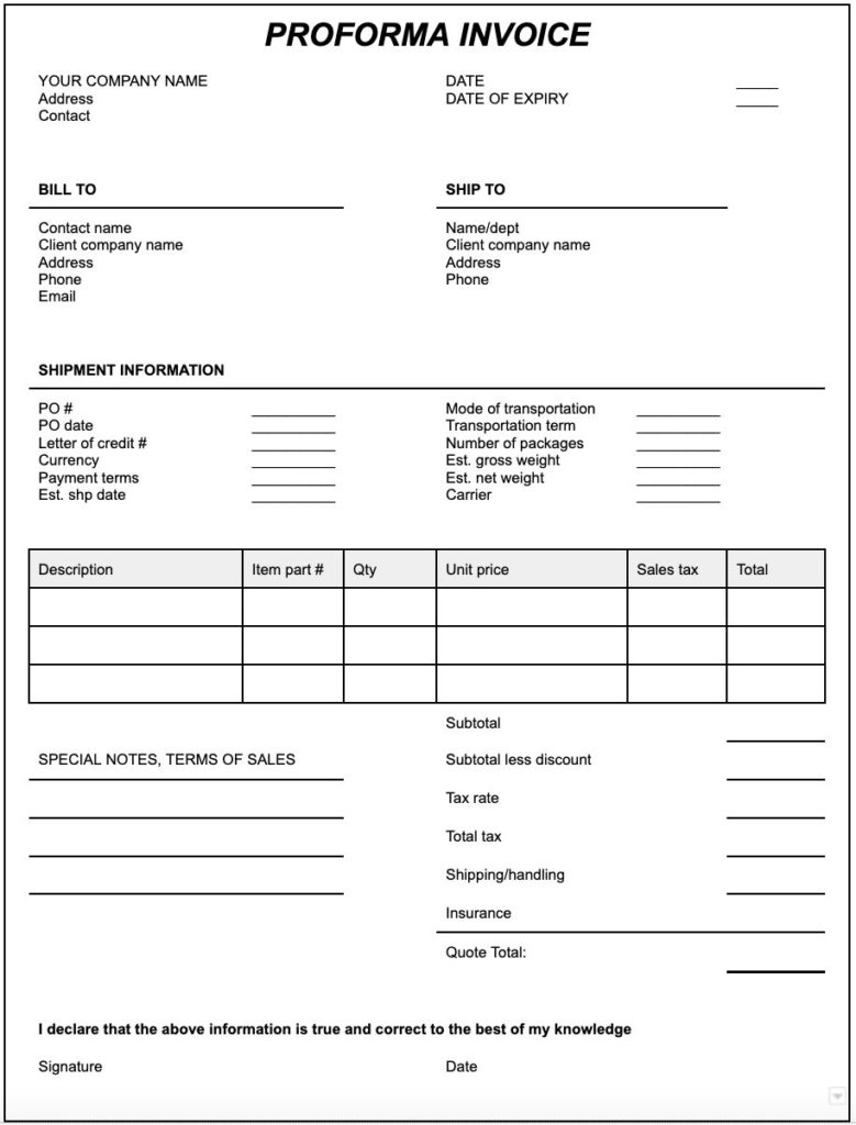 Contoh Commercial Invoice untuk Ekspor