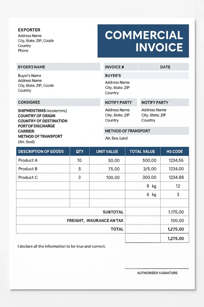 Contoh Invoice Ekspor Excel